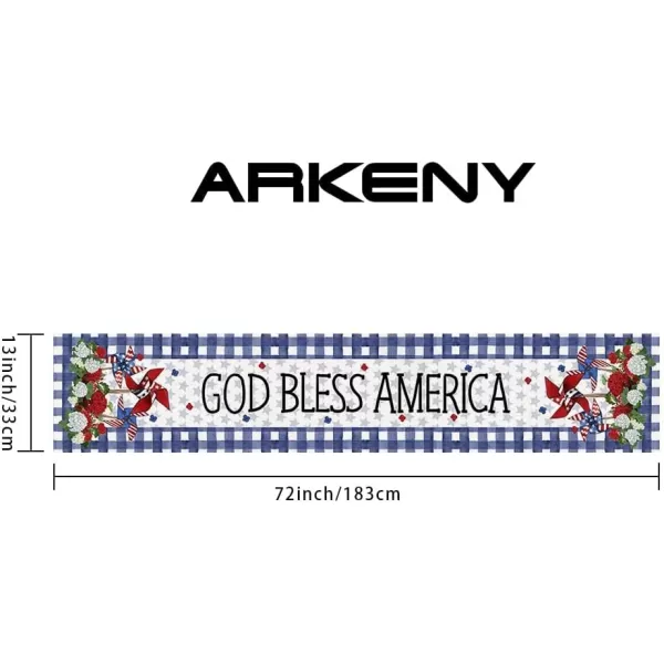 ARKENY 4th of July Decorations Blue Buffalo Plaid Star Placemats 12x18 Inches Memorial Day Patriotic Red Windmill Place mats Independence Day Decor AP28218Blue 13X72