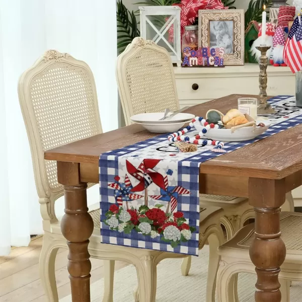 ARKENY 4th of July Decorations Blue Buffalo Plaid Star Placemats 12x18 Inches Memorial Day Patriotic Red Windmill Place mats Independence Day Decor AP28218Blue 13X72