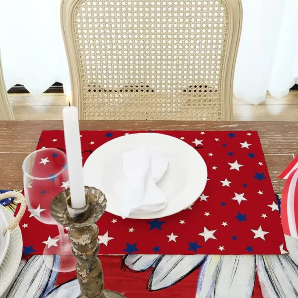 ARKENY 4th of July Decorations Blue Star Placemats 12x18 Inches Memorial Day Patriotic Freedom Sign Place mats Independence Day Decor AP27718ARKENY 4th of July Decorations Blue Star Placemats 12x18 Inches Memorial Day Patriotic Freedom Sign Place mats Independence Day Decor AP27718