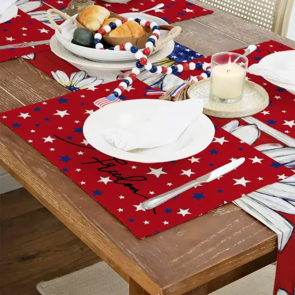 ARKENY 4th of July Decorations Blue Star Placemats 12x18 Inches Memorial Day Patriotic Freedom Sign Place mats Independence Day Decor AP27718ARKENY 4th of July Decorations Blue Star Placemats 12x18 Inches Memorial Day Patriotic Freedom Sign Place mats Independence Day Decor AP27718