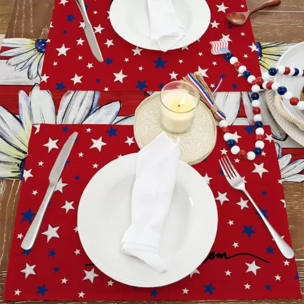 ARKENY 4th of July Decorations Blue Star Placemats 12x18 Inches Memorial Day Patriotic Freedom Sign Place mats Independence Day Decor AP27718ARKENY 4th of July Decorations Blue Star Placemats 12x18 Inches Memorial Day Patriotic Freedom Sign Place mats Independence Day Decor AP27718