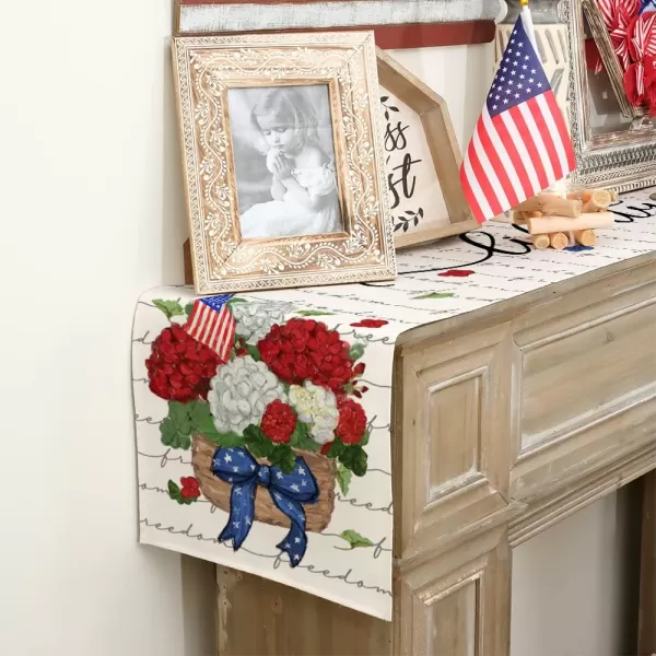 ARKENY 4th of July Decorations Hydrangea Floral Placemats 12x18 Inches Memorial Day Patriotic Freedom Sign Place mats Independence Day Decor AP27818Grey 13X72