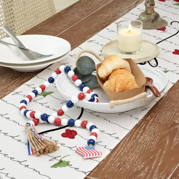 ARKENY 4th of July Decorations Hydrangea Floral Placemats 12x18 Inches Memorial Day Patriotic Freedom Sign Place mats Independence Day Decor AP27818Grey 13X72