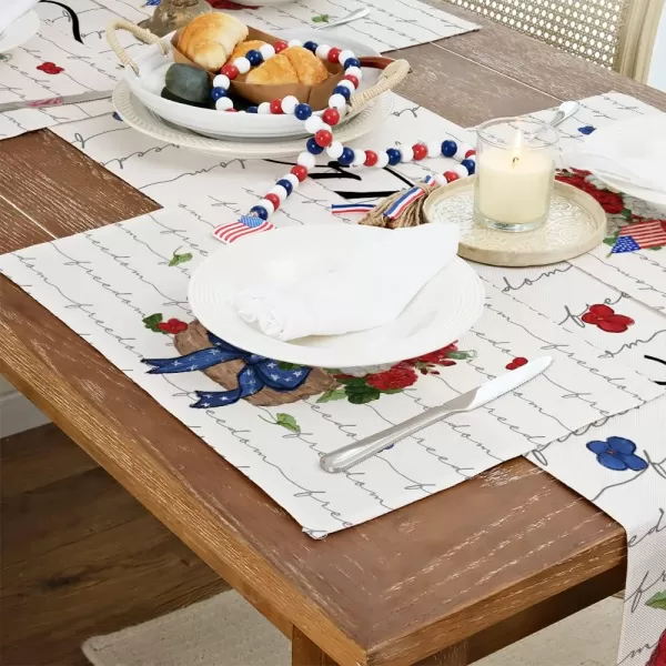 ARKENY 4th of July Decorations Hydrangea Floral Placemats 12x18 Inches Memorial Day Patriotic Freedom Sign Place mats Independence Day Decor AP27818Muti Placemats 12X18