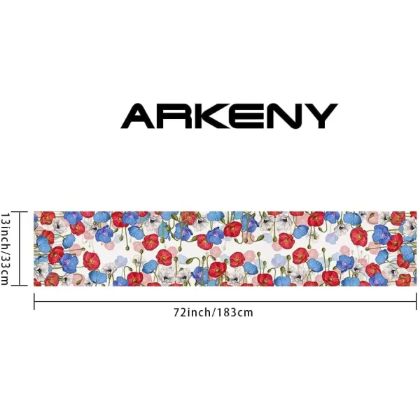 ARKENY 4th of July Decorations Red Floral Placemats 12x18 Inches Memorial Day Patriotic Blue Flower Place mats Independence Day Decor AP28018Red 13X72