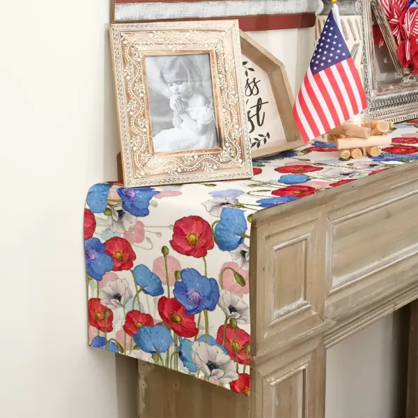 ARKENY 4th of July Decorations Red Floral Placemats 12x18 Inches Memorial Day Patriotic Blue Flower Place mats Independence Day Decor AP28018Red 13X72