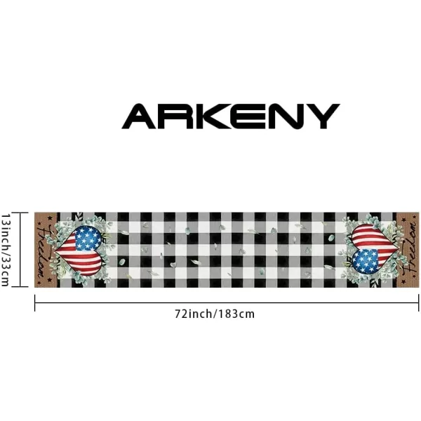 ARKENY 4th of July Patriotic Table Runner 72 Inches Black Buffalo Check Flag American Independence Day Holiday Home Coffee Table Dining Farmhouse Party Tabletop Decoration AT40372ARKENY 4th of July Patriotic Table Runner 72 Inches Black Buffalo Check Flag American Independence Day Holiday Home Coffee Table Dining Farmhouse Party Tabletop Decoration AT40372