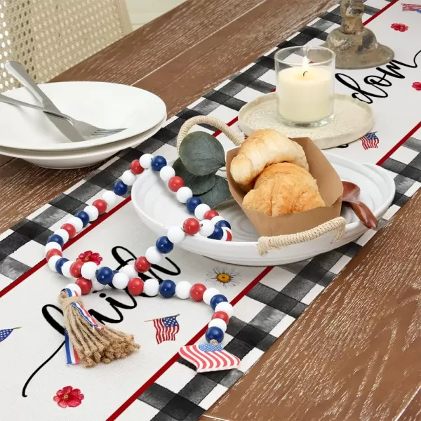 ARKENY 4th of July Patriotic Table Runner 72 Inches Black Buffalo Check Floral American Independence Day Holiday Home Coffee Table Dining Farmhouse Party Tabletop Decoration AT40272ARKENY 4th of July Patriotic Table Runner 72 Inches Black Buffalo Check Floral American Independence Day Holiday Home Coffee Table Dining Farmhouse Party Tabletop Decoration AT40272