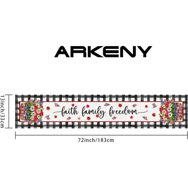 ARKENY 4th of July Patriotic Table Runner 72 Inches Black Buffalo Check Floral American Independence Day Holiday Home Coffee Table Dining Farmhouse Party Tabletop Decoration AT40272ARKENY 4th of July Patriotic Table Runner 72 Inches Black Buffalo Check Floral American Independence Day Holiday Home Coffee Table Dining Farmhouse Party Tabletop Decoration AT40272