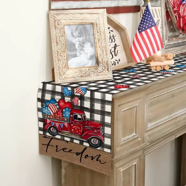 ARKENY 4th of July Patriotic Table Runner 72 Inches Black Buffalo Check Truck American Independence Day Holiday Home Coffee Table Dining Farmhouse Party Tabletop Decoration AT40072ARKENY 4th of July Patriotic Table Runner 72 Inches Black Buffalo Check Truck American Independence Day Holiday Home Coffee Table Dining Farmhouse Party Tabletop Decoration AT40072