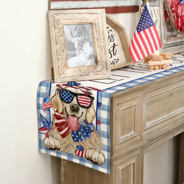 ARKENY 4th of July Patriotic Table Runner 72 Inches Blue Buffalo Check Dog American Independence Day Holiday Home Coffee Table Dining Farmhouse Party Tabletop Decoration AT42972ARKENY 4th of July Patriotic Table Runner 72 Inches Blue Buffalo Check Dog American Independence Day Holiday Home Coffee Table Dining Farmhouse Party Tabletop Decoration AT42972