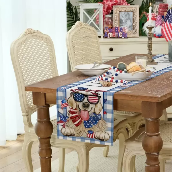 ARKENY 4th of July Patriotic Table Runner 72 Inches Blue Buffalo Check Dog American Independence Day Holiday Home Coffee Table Dining Farmhouse Party Tabletop Decoration AT42972ARKENY 4th of July Patriotic Table Runner 72 Inches Blue Buffalo Check Dog American Independence Day Holiday Home Coffee Table Dining Farmhouse Party Tabletop Decoration AT42972