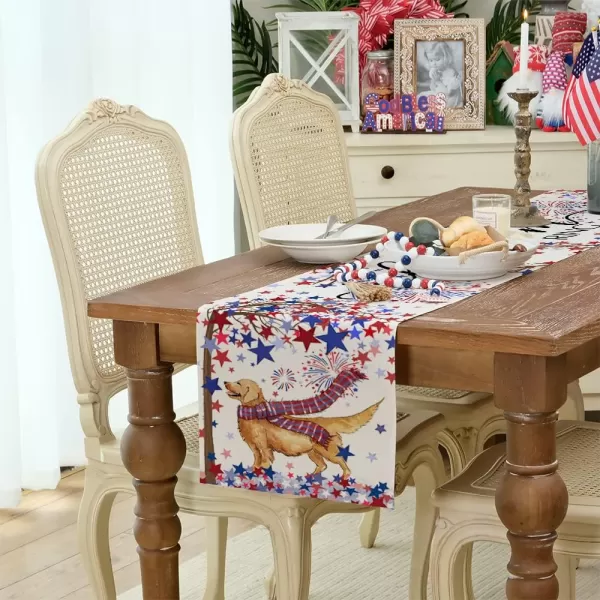 ARKENY 4th of July Patriotic Table Runner 72 Inches Blue Dog Star American Independence Day Holiday Home Coffee Table Dining Farmhouse Party Tabletop Decoration AT41472ARKENY 4th of July Patriotic Table Runner 72 Inches Blue Dog Star American Independence Day Holiday Home Coffee Table Dining Farmhouse Party Tabletop Decoration AT41472