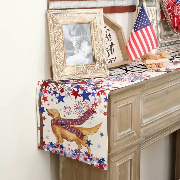 ARKENY 4th of July Patriotic Table Runner 72 Inches Blue Dog Star American Independence Day Holiday Home Coffee Table Dining Farmhouse Party Tabletop Decoration AT41472ARKENY 4th of July Patriotic Table Runner 72 Inches Blue Dog Star American Independence Day Holiday Home Coffee Table Dining Farmhouse Party Tabletop Decoration AT41472