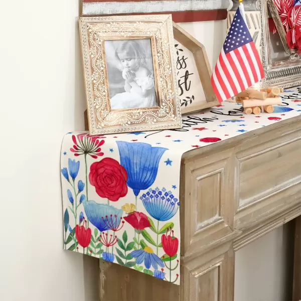 ARKENY 4th of July Patriotic Table Runner 72 Inches Blue Floral American Independence Day Holiday Home Coffee Table Dining Farmhouse Party Tabletop Decoration AT40172ARKENY 4th of July Patriotic Table Runner 72 Inches Blue Floral American Independence Day Holiday Home Coffee Table Dining Farmhouse Party Tabletop Decoration AT40172