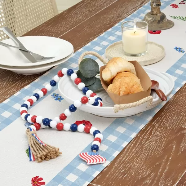 ARKENY 4th of July Patriotic Table Runner 72 Inches Blue Floral Mason Jar American Independence Day Holiday Home Coffee Table Dining Farmhouse Party Tabletop Decoration AT39672Blue 13X72