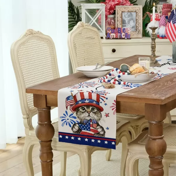 ARKENY 4th of July Patriotic Table Runner 72 Inches Blue Star Cat American Independence Day Holiday Home Coffee Table Dining Farmhouse Party Tabletop Decoration AT40872ARKENY 4th of July Patriotic Table Runner 72 Inches Blue Star Cat American Independence Day Holiday Home Coffee Table Dining Farmhouse Party Tabletop Decoration AT40872