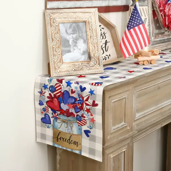 ARKENY 4th of July Patriotic Table Runner 72 Inches Grey Buffalo Check Flag American Independence Day Holiday Home Coffee Table Dining Farmhouse Party Tabletop Decoration AT40772ARKENY 4th of July Patriotic Table Runner 72 Inches Grey Buffalo Check Flag American Independence Day Holiday Home Coffee Table Dining Farmhouse Party Tabletop Decoration AT40772