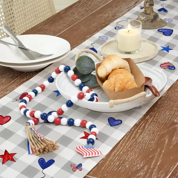 ARKENY 4th of July Patriotic Table Runner 72 Inches Grey Buffalo Check Flag American Independence Day Holiday Home Coffee Table Dining Farmhouse Party Tabletop Decoration AT40772ARKENY 4th of July Patriotic Table Runner 72 Inches Grey Buffalo Check Flag American Independence Day Holiday Home Coffee Table Dining Farmhouse Party Tabletop Decoration AT40772