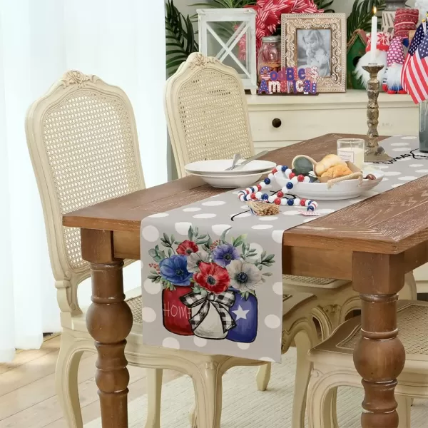 ARKENY 4th of July Patriotic Table Runner 72 Inches White Dots Floral Heart American Independence Day Holiday Home Coffee Table Dining Farmhouse Party Tabletop Decoration AT42472ARKENY 4th of July Patriotic Table Runner 72 Inches White Dots Floral Heart American Independence Day Holiday Home Coffee Table Dining Farmhouse Party Tabletop Decoration AT42472