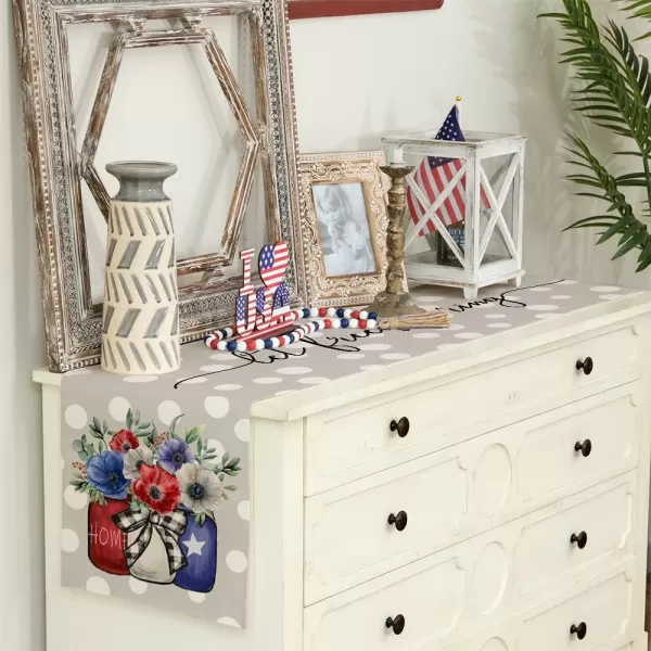 ARKENY 4th of July Patriotic Table Runner 72 Inches White Dots Floral Heart American Independence Day Holiday Home Coffee Table Dining Farmhouse Party Tabletop Decoration AT42472ARKENY 4th of July Patriotic Table Runner 72 Inches White Dots Floral Heart American Independence Day Holiday Home Coffee Table Dining Farmhouse Party Tabletop Decoration AT42472