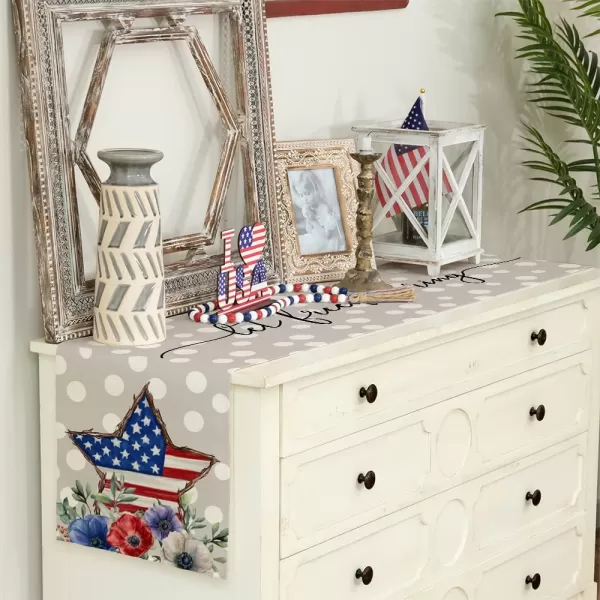 ARKENY 4th of July Patriotic Table Runner 72 Inches White Dots Floral Star American Independence Day Holiday Home Coffee Table Dining Farmhouse Party Tabletop Decoration AT42572ARKENY 4th of July Patriotic Table Runner 72 Inches White Dots Floral Star American Independence Day Holiday Home Coffee Table Dining Farmhouse Party Tabletop Decoration AT42572