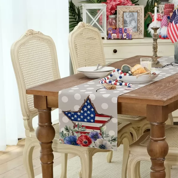 ARKENY 4th of July Patriotic Table Runner 72 Inches White Dots Floral Star American Independence Day Holiday Home Coffee Table Dining Farmhouse Party Tabletop Decoration AT42572ARKENY 4th of July Patriotic Table Runner 72 Inches White Dots Floral Star American Independence Day Holiday Home Coffee Table Dining Farmhouse Party Tabletop Decoration AT42572