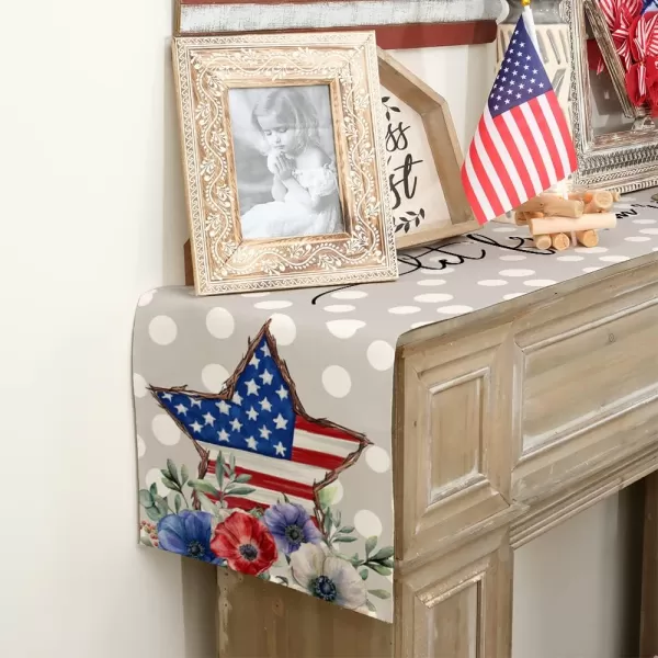 ARKENY 4th of July Patriotic Table Runner 72 Inches White Dots Floral Star American Independence Day Holiday Home Coffee Table Dining Farmhouse Party Tabletop Decoration AT42572ARKENY 4th of July Patriotic Table Runner 72 Inches White Dots Floral Star American Independence Day Holiday Home Coffee Table Dining Farmhouse Party Tabletop Decoration AT42572