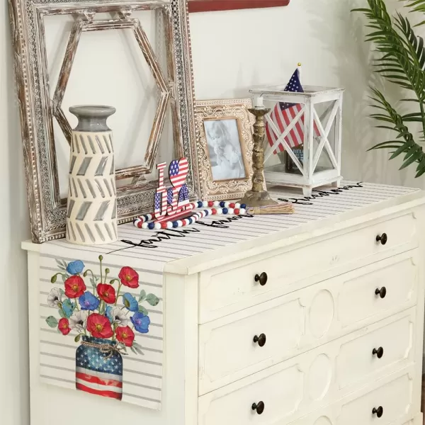 ARKENY 4th of July Patriotic Table Runner 72 Inches White Floral Mason Jar Flag American Independence Day Holiday Home Coffee Table Dining Farmhouse Party Tabletop Decoration AT41972ARKENY 4th of July Patriotic Table Runner 72 Inches White Floral Mason Jar Flag American Independence Day Holiday Home Coffee Table Dining Farmhouse Party Tabletop Decoration AT41972