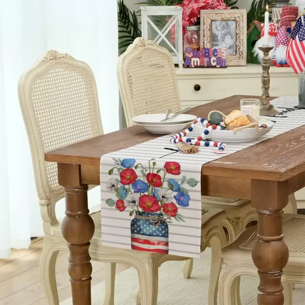 ARKENY 4th of July Patriotic Table Runner 72 Inches White Floral Mason Jar Flag American Independence Day Holiday Home Coffee Table Dining Farmhouse Party Tabletop Decoration AT41972ARKENY 4th of July Patriotic Table Runner 72 Inches White Floral Mason Jar Flag American Independence Day Holiday Home Coffee Table Dining Farmhouse Party Tabletop Decoration AT41972