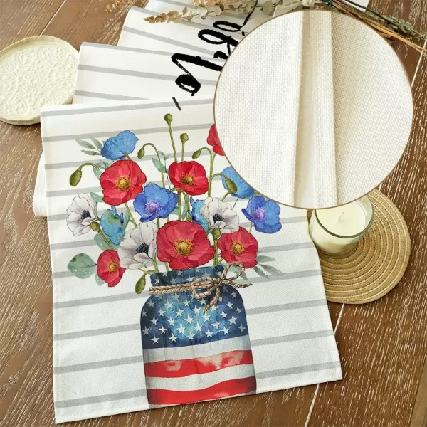 ARKENY 4th of July Patriotic Table Runner 72 Inches White Floral Mason Jar Flag American Independence Day Holiday Home Coffee Table Dining Farmhouse Party Tabletop Decoration AT41972ARKENY 4th of July Patriotic Table Runner 72 Inches White Floral Mason Jar Flag American Independence Day Holiday Home Coffee Table Dining Farmhouse Party Tabletop Decoration AT41972