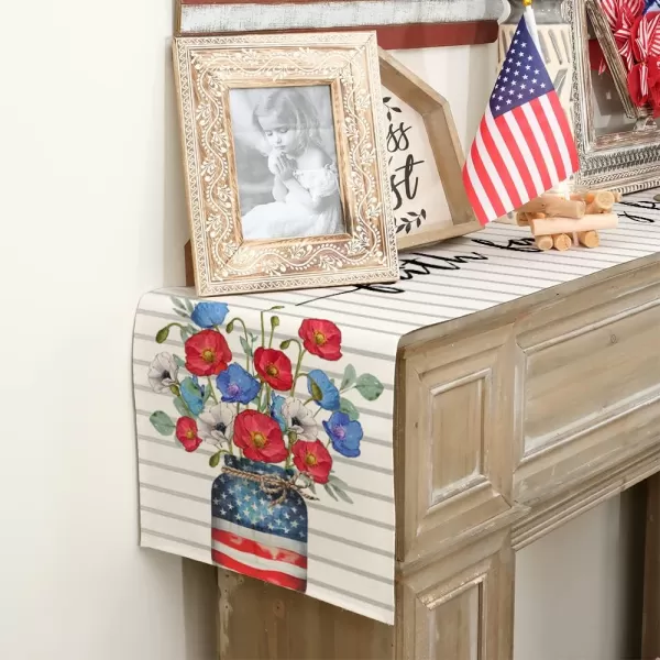 ARKENY 4th of July Patriotic Table Runner 72 Inches White Floral Mason Jar Flag American Independence Day Holiday Home Coffee Table Dining Farmhouse Party Tabletop Decoration AT41972ARKENY 4th of July Patriotic Table Runner 72 Inches White Floral Mason Jar Flag American Independence Day Holiday Home Coffee Table Dining Farmhouse Party Tabletop Decoration AT41972