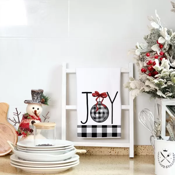 ARKENY Christmas Kitchen Towels Set of 2Black Buffalo Plaid Xmas Tree Dish Towels 18x26 InchHoilday Farmhouse Home Decoration AD096Black