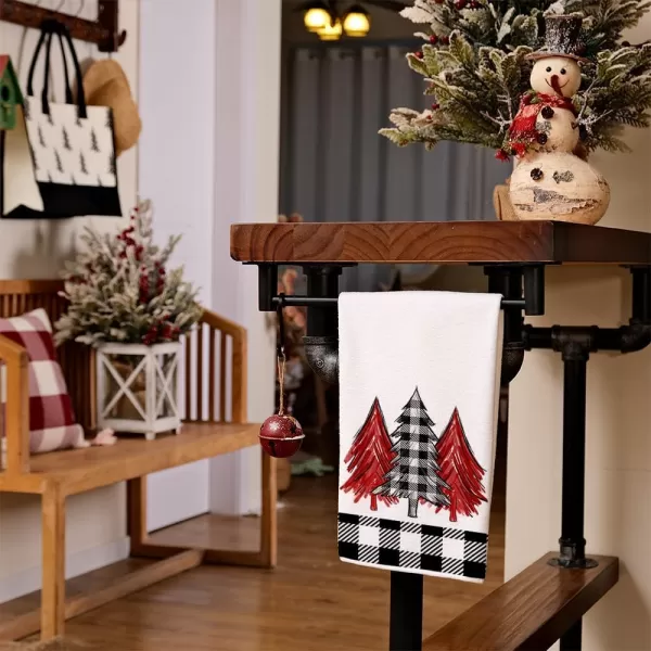 ARKENY Christmas Kitchen Towels Set of 2Black Buffalo Plaid Xmas Tree Dish Towels 18x26 InchHoilday Farmhouse Home Decoration AD096Black