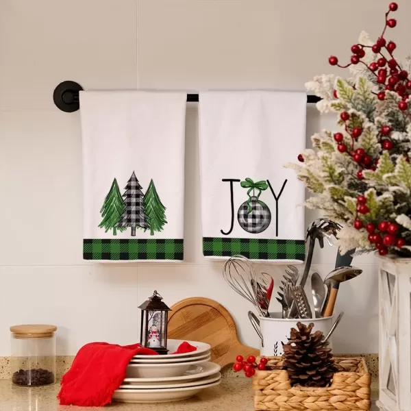 ARKENY Christmas Kitchen Towels Set of 2Black Buffalo Plaid Xmas Tree Dish Towels 18x26 InchHoilday Farmhouse Home Decoration AD096Green 2