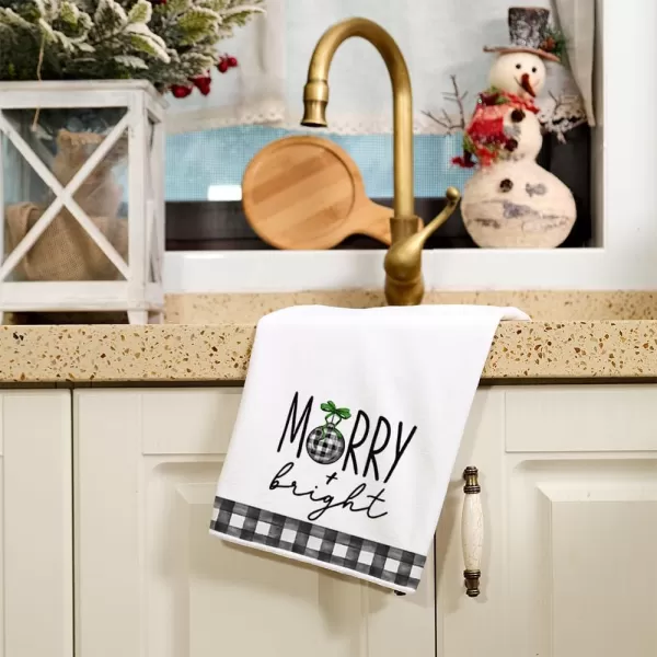 ARKENY Christmas Kitchen Towels Set of 2Black Buffalo Plaid Xmas Tree Dish Towels 18x26 InchHoilday Farmhouse Home Decoration AD096Green Bell 2