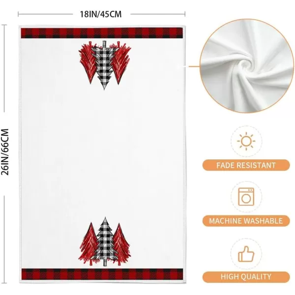 ARKENY Christmas Kitchen Towels Set of 2Black Buffalo Plaid Xmas Tree Dish Towels 18x26 InchHoilday Farmhouse Home Decoration AD096Red