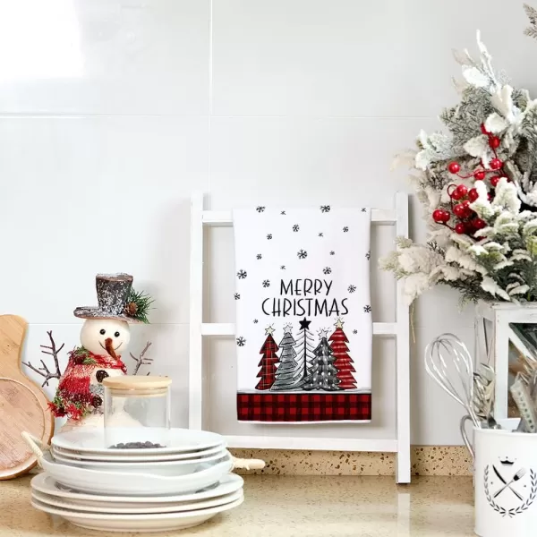 ARKENY Christmas Kitchen Towels Set of 2Black Buffalo Plaid Xmas Tree Dish Towels 18x26 InchHoilday Farmhouse Home Decoration AD096Red 2