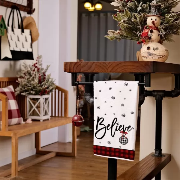 ARKENY Christmas Kitchen Towels Set of 2Black Buffalo Plaid Xmas Tree Dish Towels 18x26 InchHoilday Farmhouse Home Decoration AD096Red 2