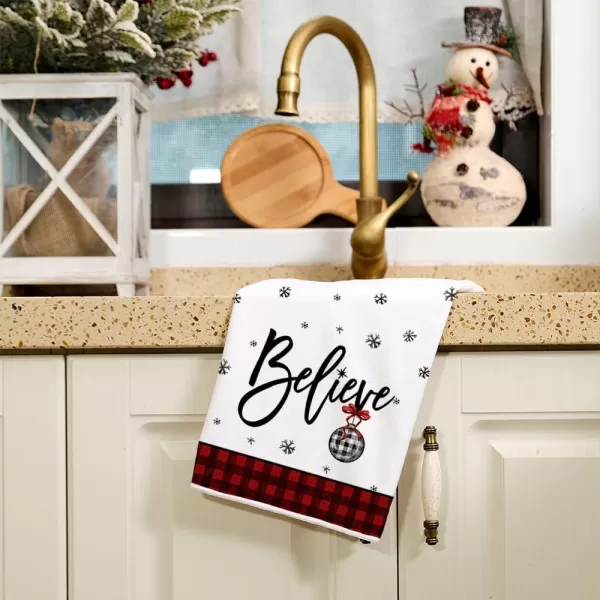 ARKENY Christmas Kitchen Towels Set of 2Black Buffalo Plaid Xmas Tree Dish Towels 18x26 InchHoilday Farmhouse Home Decoration AD096Red 2