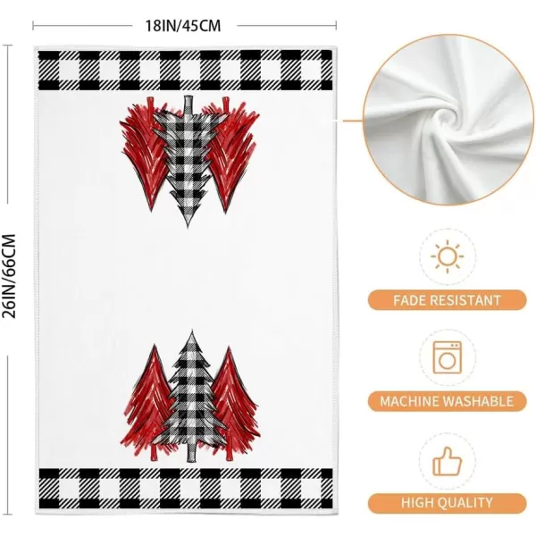 ARKENY Christmas Kitchen Towels Set of 2Black Buffalo Plaid Xmas Tree Dish Towels 18x26 InchHoilday Farmhouse Home Decoration AD096Red One Piece