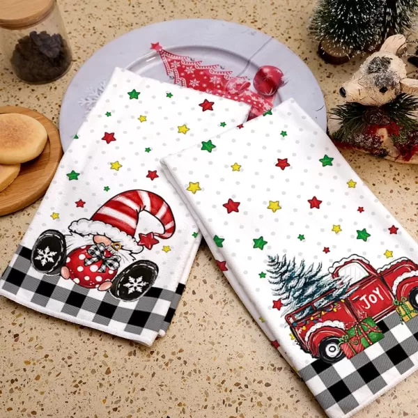 ARKENY Christmas Kitchen Towels Set of 2Green Merry Grinchmas Snowflake Dish Towels 18x26 InchHoilday Farmhouse Home Decoration AD110Black Car