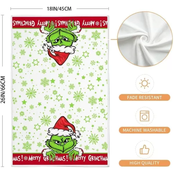 ARKENY Christmas Kitchen Towels Set of 2Green Merry Grinchmas Snowflake Dish Towels 18x26 InchHoilday Farmhouse Home Decoration AD110Red