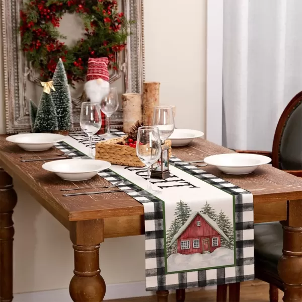 ARKENY Christmas Placemats 12x18 Inches Set of 4Log Cabin Snow Tree Winter Seasonal Burlap Buffalo Plaid Farmhouse Indoor Kitchen Dining Table Holiday Decoration for Home Party AP47018Multi Color Table Runner  13X72