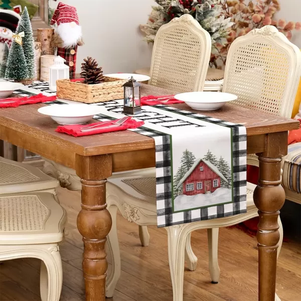 ARKENY Christmas Placemats 12x18 Inches Set of 4Log Cabin Snow Tree Winter Seasonal Burlap Buffalo Plaid Farmhouse Indoor Kitchen Dining Table Holiday Decoration for Home Party AP47018Multi Color Table Runner  13X72