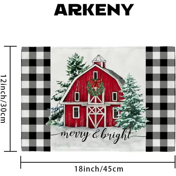 ARKENY Christmas Placemats 12x18 Inches Set of 4Log Cabin Snow Tree Winter Seasonal Burlap Buffalo Plaid Farmhouse Indoor Kitchen Dining Table Holiday Decoration for Home Party AP47018Buffalo Plaid Placemats Set of 4  12X18