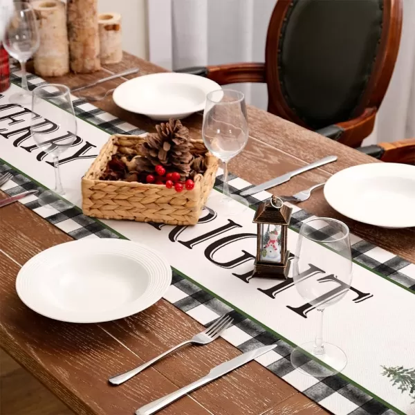 ARKENY Christmas Placemats 12x18 Inches Set of 4Log Cabin Snow Tree Winter Seasonal Burlap Buffalo Plaid Farmhouse Indoor Kitchen Dining Table Holiday Decoration for Home Party AP47018Multi Color Table Runner  13X72