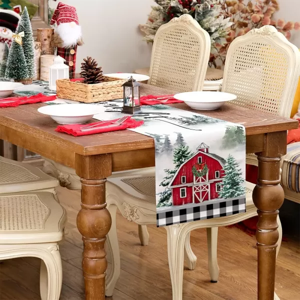 ARKENY Christmas Placemats 12x18 Inches Set of 4Log Cabin Snow Tree Winter Seasonal Burlap Buffalo Plaid Farmhouse Indoor Kitchen Dining Table Holiday Decoration for Home Party AP47018Buffalo Plaid Table Runner  13X72