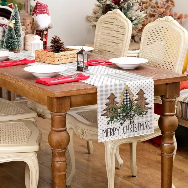 ARKENY Christmas Placemats 12x18 Inches Set of 4Wooden Tree Star Winter Seasonal Burlap Grey Stripe Farmhouse Indoor Kitchen Dining Table Holiday Decoration for Home Party AP47118Multi Color Table Runner  13X72