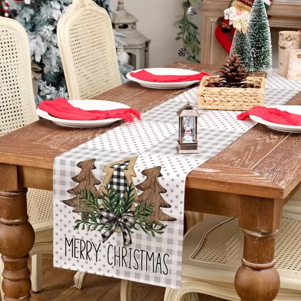 ARKENY Christmas Placemats 12x18 Inches Set of 4Wooden Tree Star Winter Seasonal Burlap Grey Stripe Farmhouse Indoor Kitchen Dining Table Holiday Decoration for Home Party AP47118Multi Color Table Runner  13X72